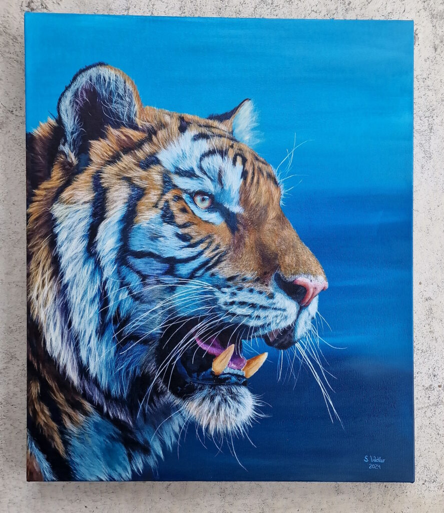 Tiger: modernes leinwandbild handgemalt